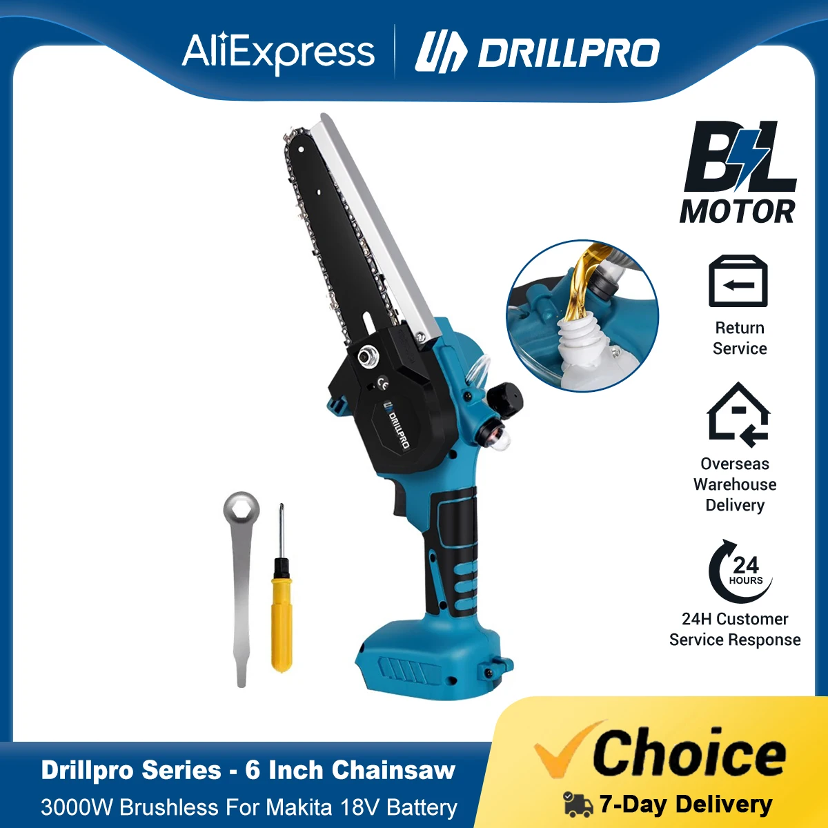 Drillpro-serra de Poda Elétrica sem Escova Serra sem Fio Portátil Ferramenta para Madeira para Bateria Makita 18v 3000w