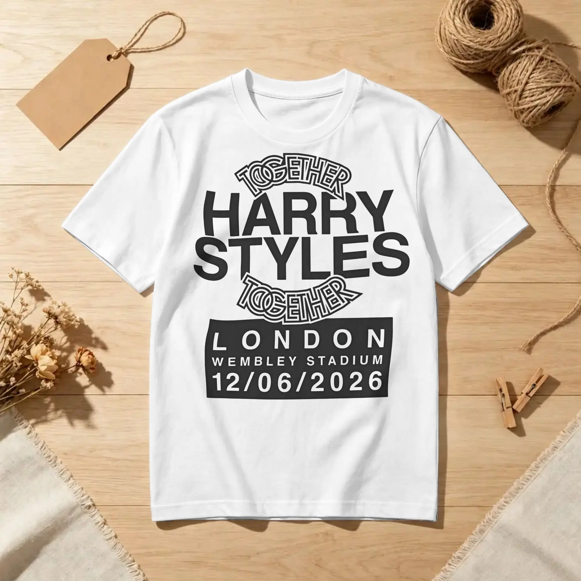 Harrys Styles Wembley Stadium London Concert 2026 T-Shirt Men Women  Novelty 100% Cotton Tees Round Neck T Shirt 4XL 5XL Clothes