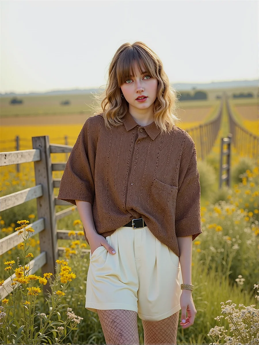 

Short Sleeve Plus Size Clothes Women Shirts Classic Style Clothing Female Bow Tie Neck Front Knot Button Preppy College Student