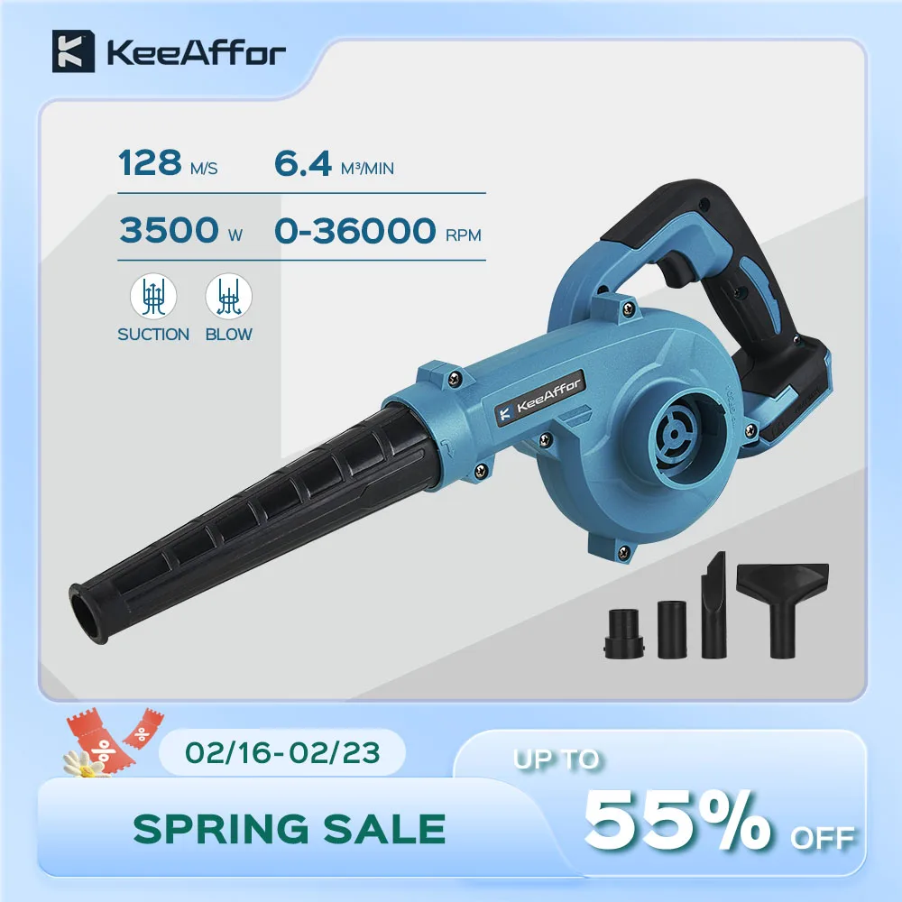 

KEEAFFOR 3500W High-speed Electric Air Blower & Cleaner 2in1 Cordless Cleaning Blowing Dust Leaf For Makita 18V Battery