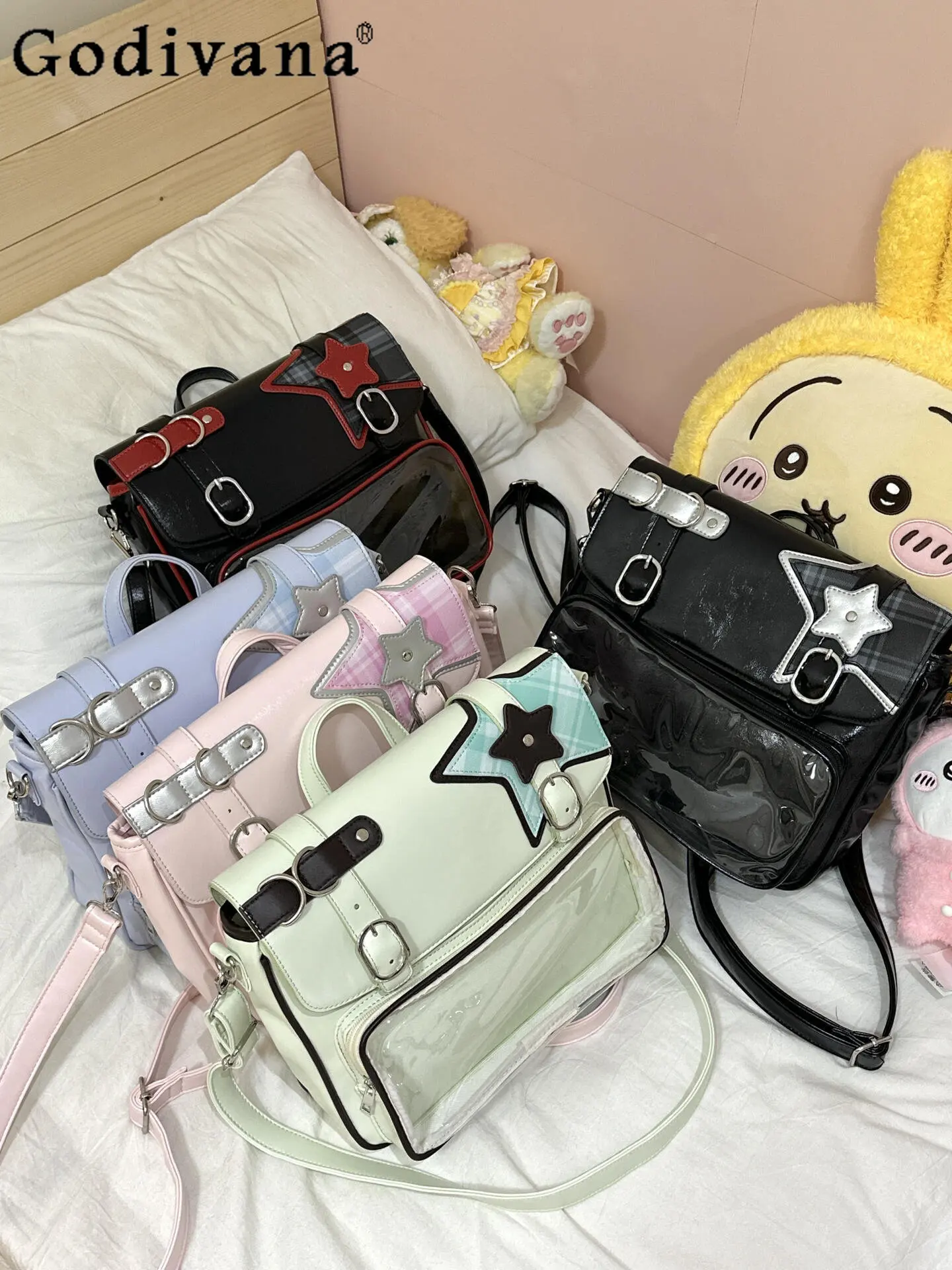 

Japanese Original Lolita Double Shoulder Pain Bag 10cm Cute Baby Bag Millennium Spice Girl Style Two-dimensional Messenger Bags