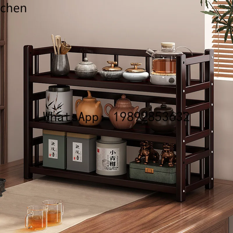 P5/14 Desktop Small Bogu Rack Tea Cup Tea Set Storage New Chinese Tea Storage Rack Non-Solid Wood Zisha Teapot Display Rack