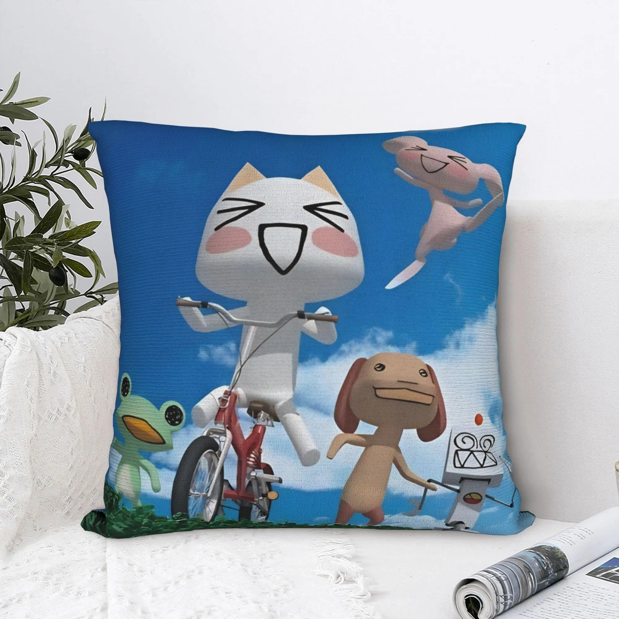 Toro Inoue Cat Square Pillow Covers Polyester Seat Happy Neko Cushion Cover Creative Decor Pillowcase 40*40