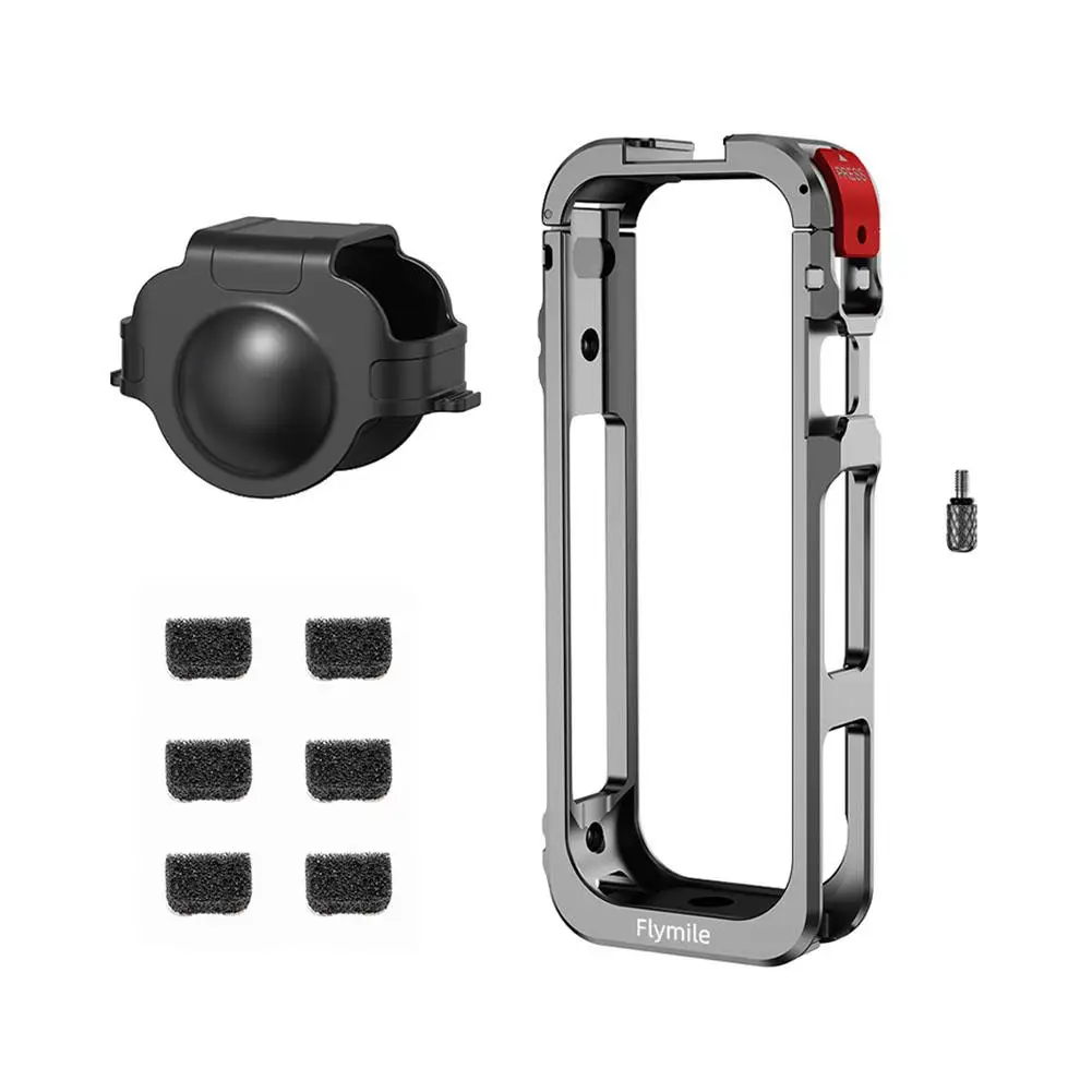 Metal Cage With Silicone Lens Cover For Insta360 X5 Camera Mount Bracket With Cold Shoe Horizontal/Vertical Shooting Rig - Image 2