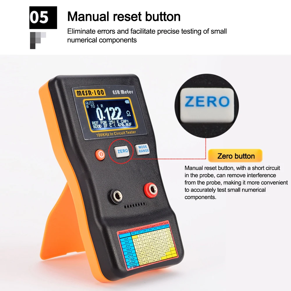 Multimeter MESR-100 ESR Kapacitás Ohm Fogyasztásmérő professzionális Mérés Alorvos Ellenállóképesség bel Kondenzátor Kapacitás Kerülő teszter