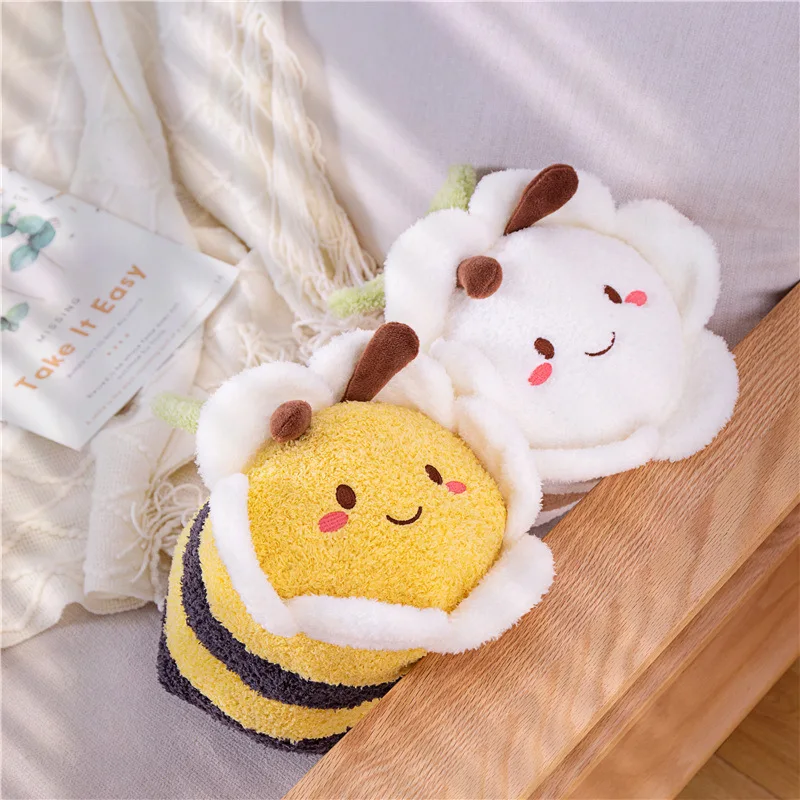 30cm Lovely Flower Bee Plush Stuffed Animal Bee Toy Soft Bumblebee Plush Toys Honey Bee Pillow Girl Kids Playmate Birthday Gifts