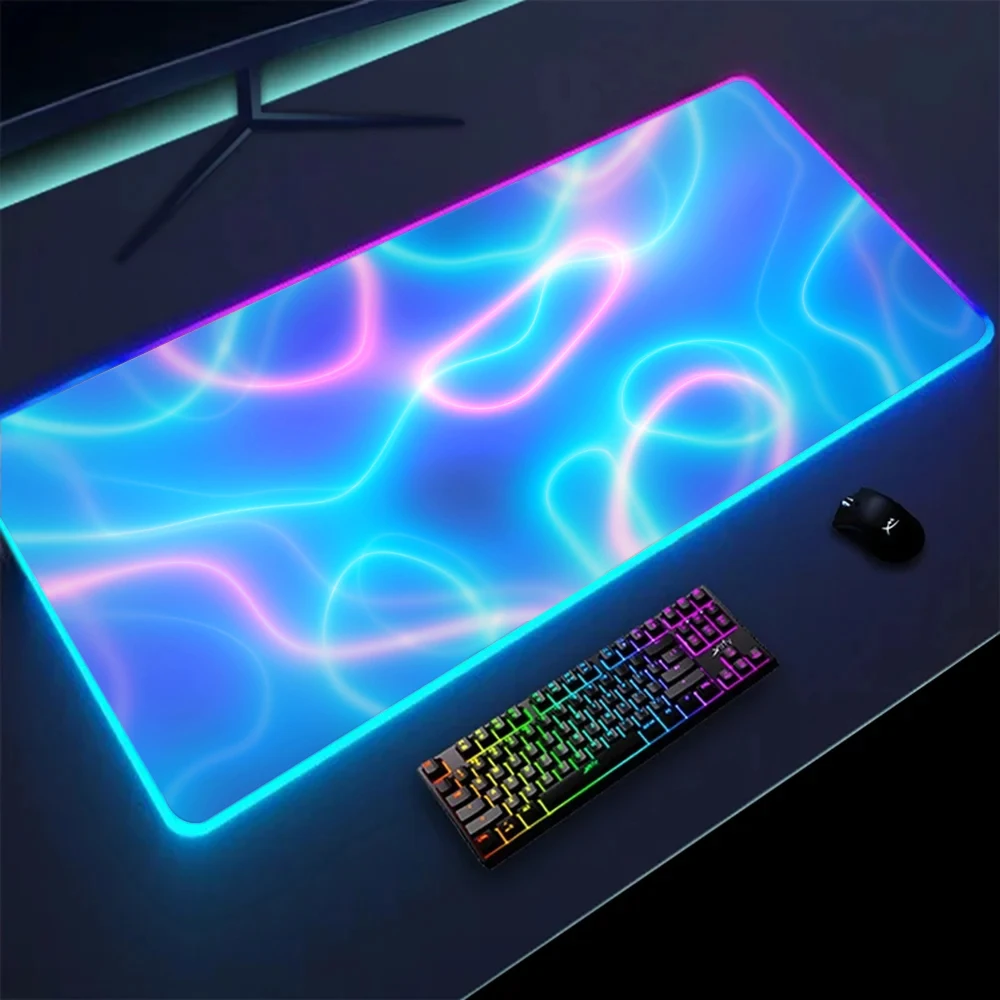 XXL RGB Gaming Mouse Pad Strata Liquid Texture Keyboard Pads HD Gamer Accessories Large LED Light Computer Carpet with Backlight