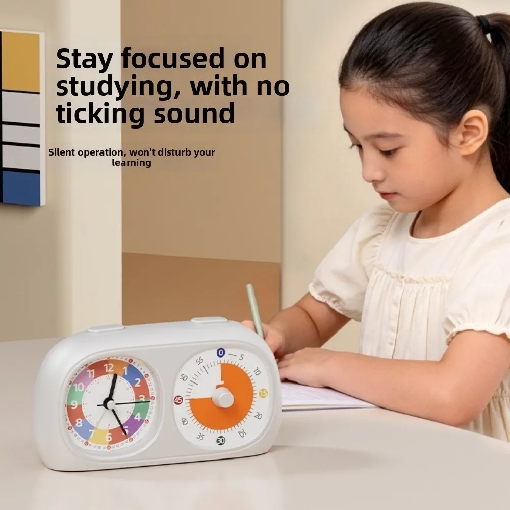 Dual Screen Dual Screen Visual Timer 60-Minute Self Discipline Tool Alarm Clock Time Manager Timer Reminder Silent Kitchen Timer
