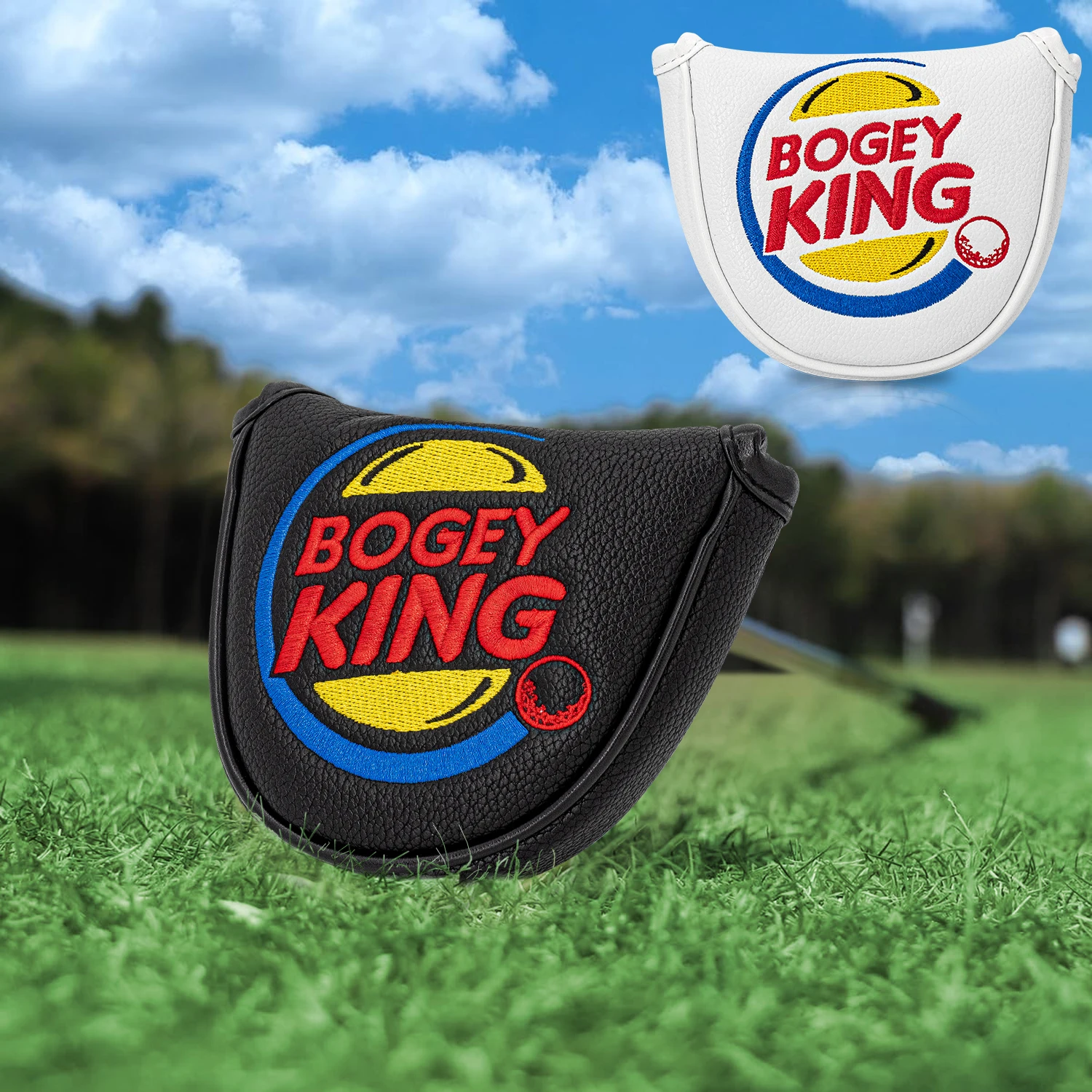 'BOGEY KING' Embroidered Design Golf Protective Cover, Golf Putting Cover, Black and White Two Colors, Fashionable and Durable