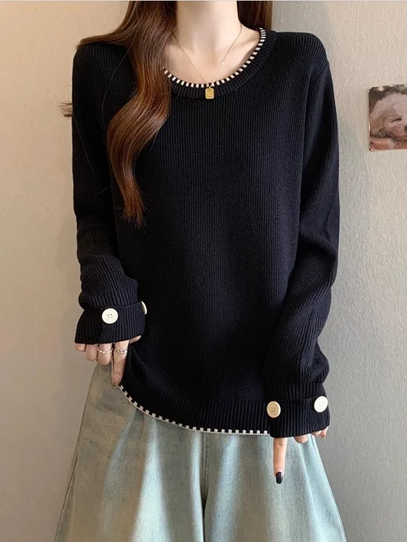 

Премиум Thiened Long Sve вязаный свитер женский базовый слой универсальный осенне-зимний удобный дышащий топ больших размеров