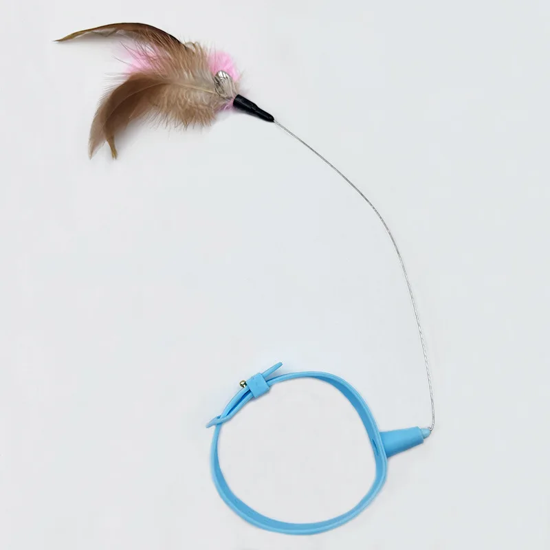 New product collar for cat teaser self-entertainment cat toy neck collar feather bell cat toy pet supplies image 4