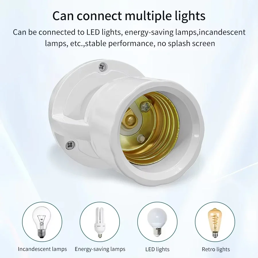 PIR Motion Sensor Lamp Holder E27 Smart Light Bulb Holder Adapter Auto On/Off Motion Light Socket for Porch Staircase Basement