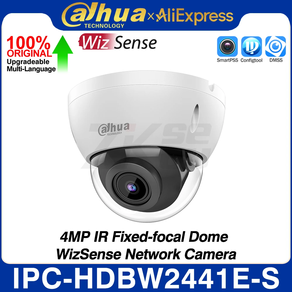 Dahua Original IPC-HDBW2441E-S 4MP IR Fixed-focal Dome WizSense Network POE IP Camera IR 30M SD Slot Built-in MIC SMD Plus IK10