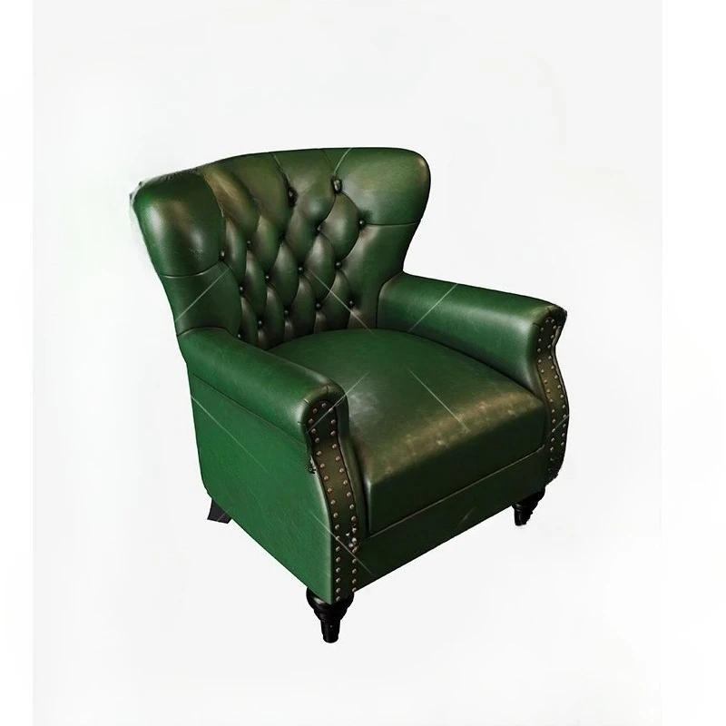 

Retro Whiskey Bar Sofa Tiger Chair Bar Single Seat Cafe Solid Wood Card Seat Table and Chair Combination