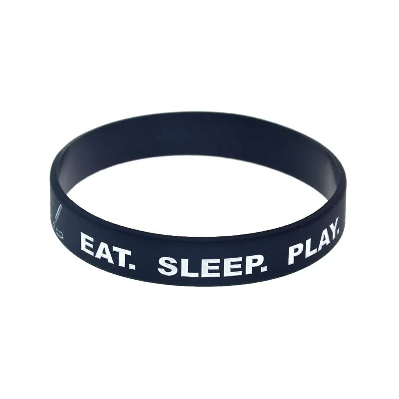 1 Stück/5 Stück „Eat Sleep And Play“ Silikon-Armband, Partygeschenk, Gummi-Armband, Erwachsenengröße – Detail 4