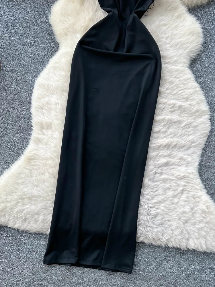 Sexy hangende ne-riem Dr ow borstomslag taille slim fit bal bla Dr hoge taille polyestervezel zomer Dr