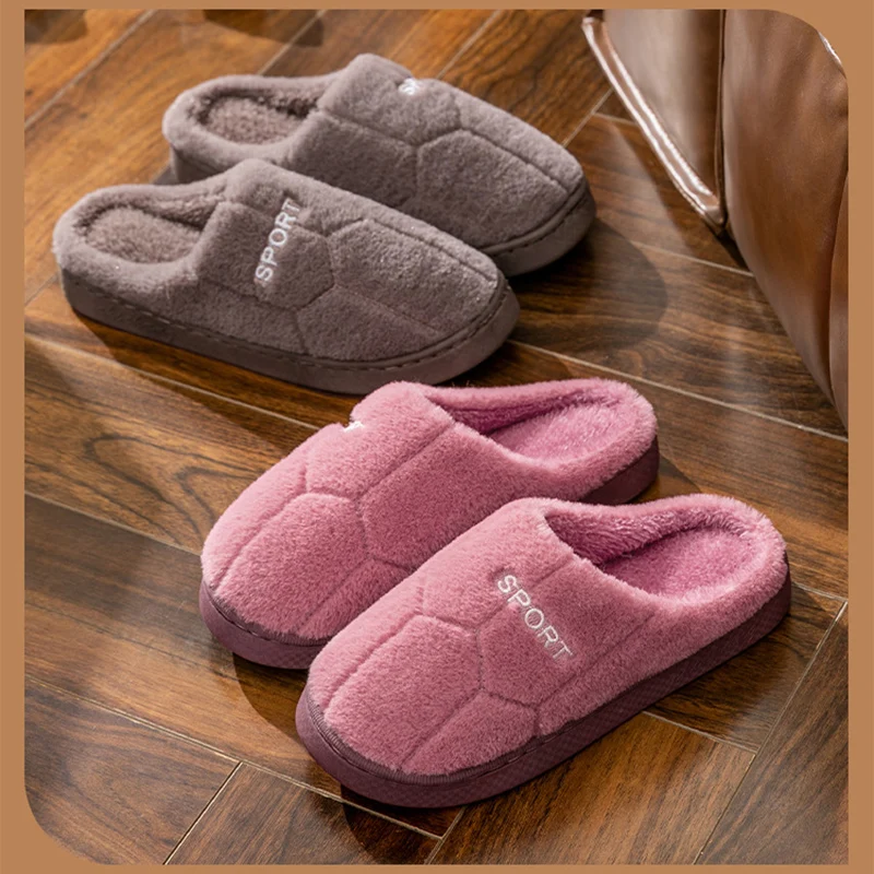 Winter Slippers Women Men Thick Sole Indoor Home Warm Couples Shoes Non-Slip Flat Platform Women's Light Weight Cotton Slippers