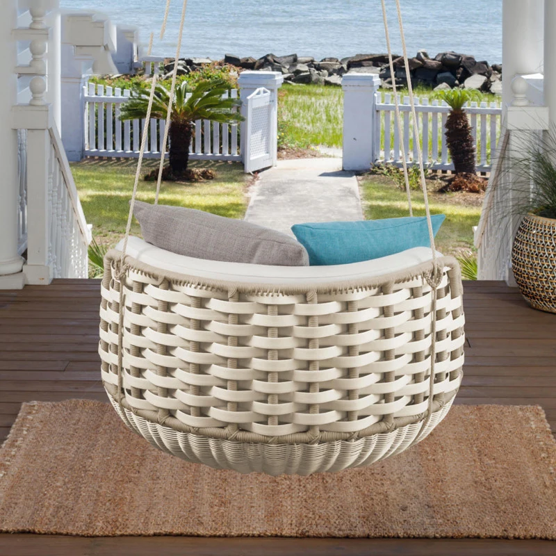 Outdoor rattan hanging basket leisure rocking chair pastoral double swing bed villa open-air residential bird's nest sofa