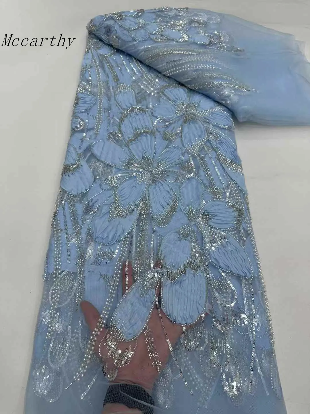 

Африканские 3D цветы и блестки 2024, последняя горячая распродажа, африканская французская вечерняя кружевная ткань, тюль, нигерийская ткань с бусинами для свадебного платья