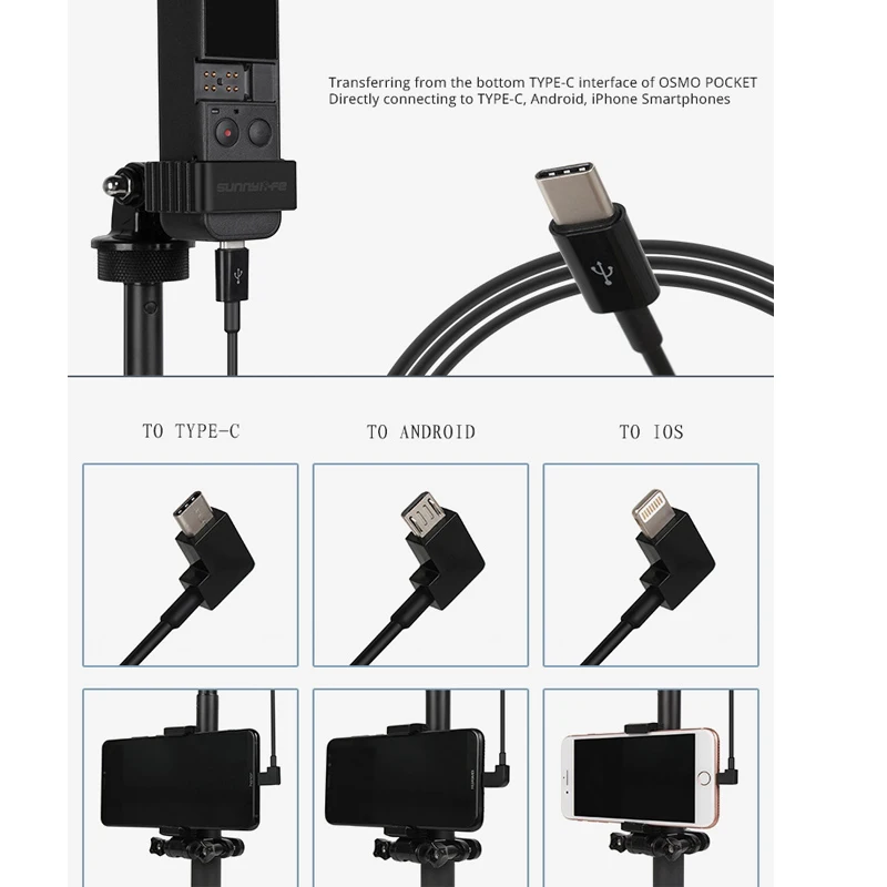 Cavo dati per telefono cellulare con linea dati da 1 m per accessori per fotocamera con giunto cardanico DJI Osmo Pocket 1/Pocket 2