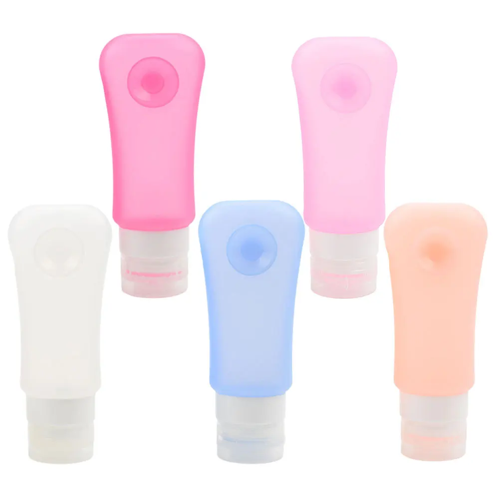 

5Pcs 89Ml Suction Bottle Set Silicone Leakproof Travel Makeup Containers for Liquid Storage Refillable Portable