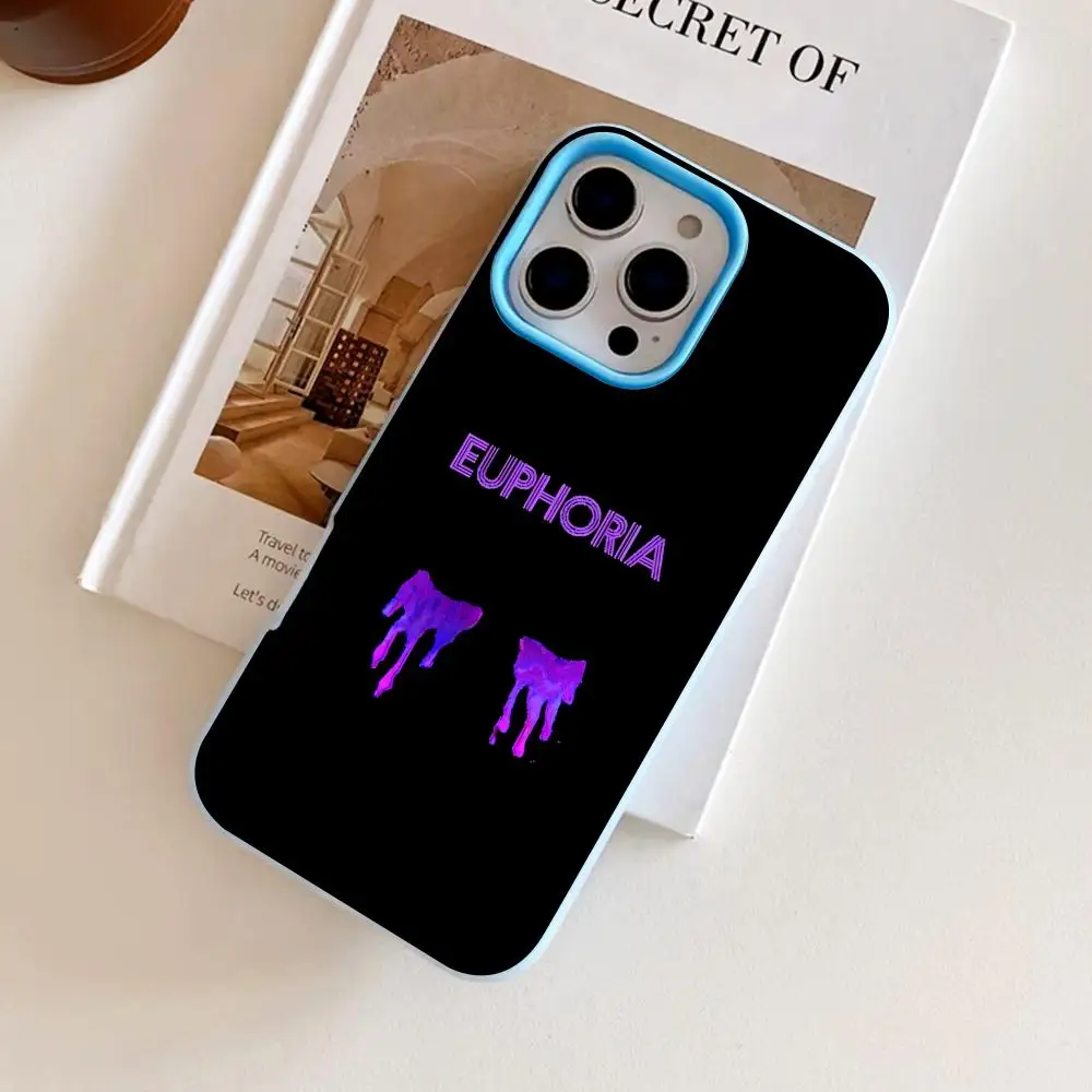 Coque de téléphone Fashion Euphoria pour iPhone 17 16 15 14 13 12 11 Air Pro Max Plus, double couche en gelée, bleu clair