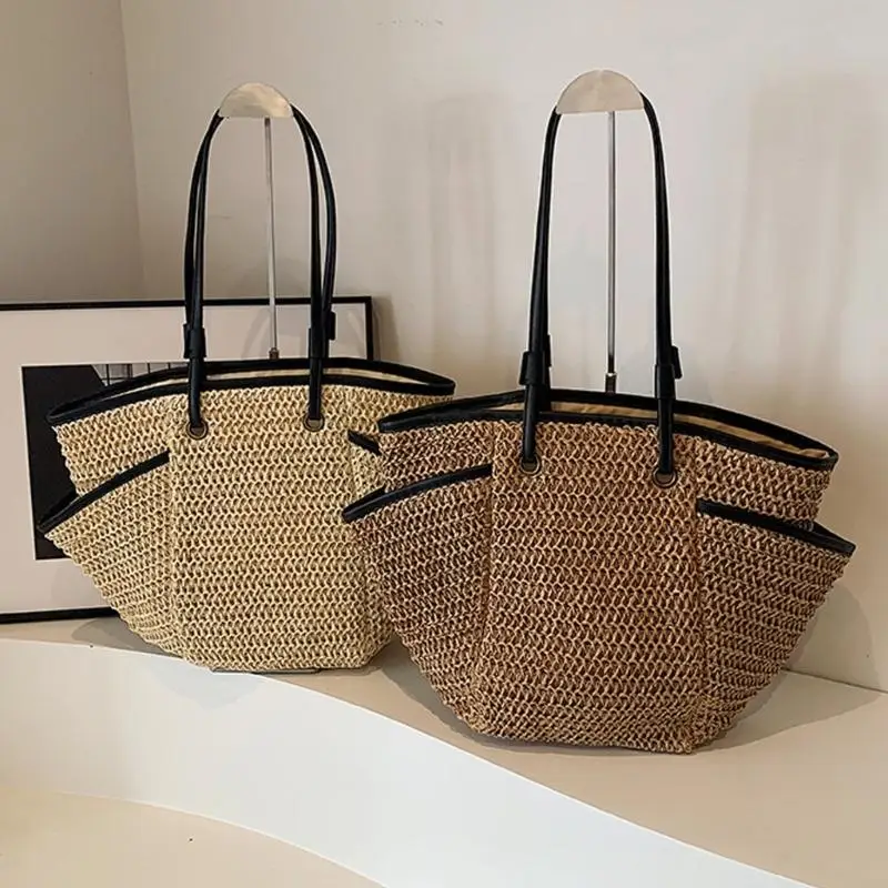 Natural Woven Straw Bag Beach Bags Suitable for Beach Swimming Pool Large Capacity Handcrafting User Friendly Carry All 24BD