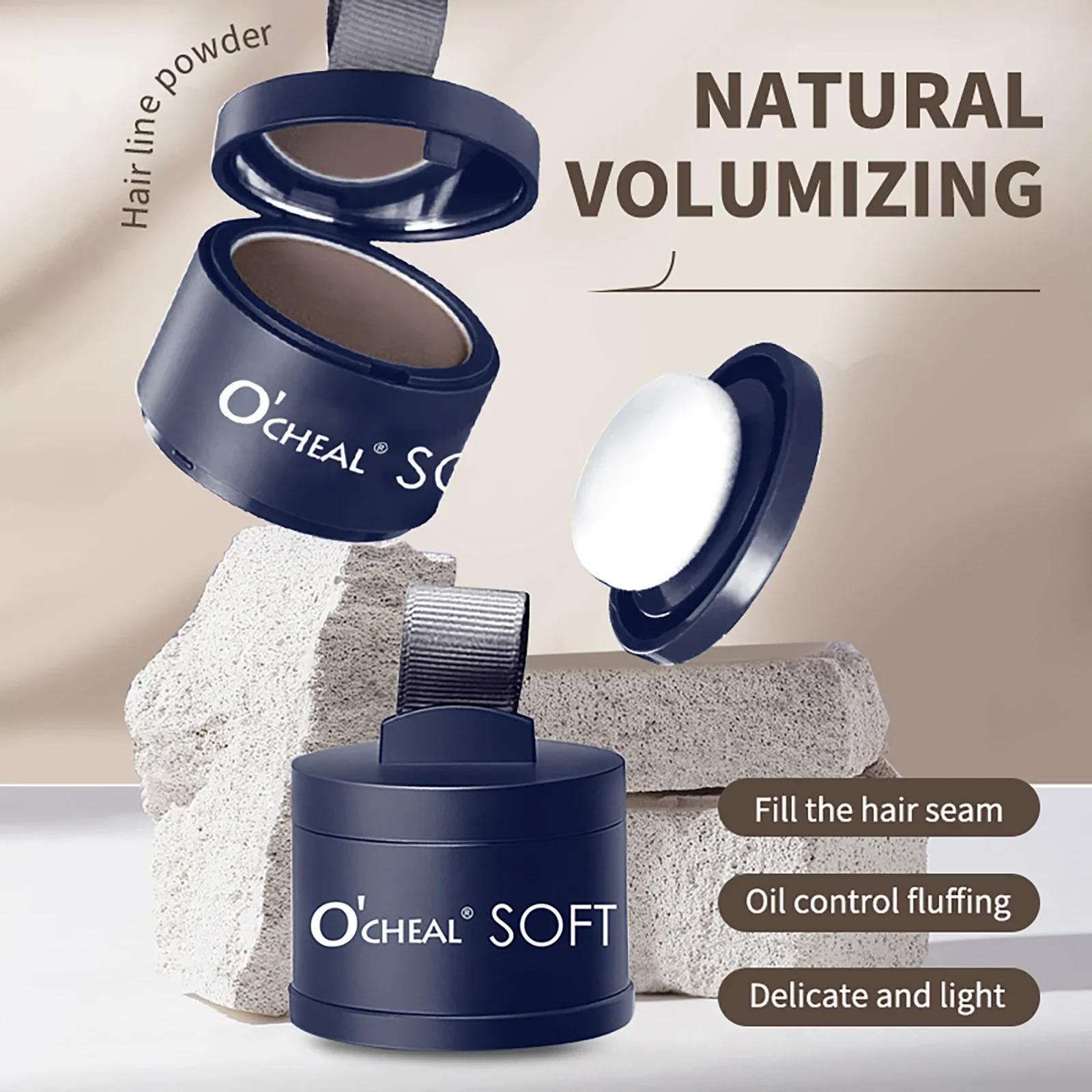 O'CHEAL-polvo esponjoso para línea de cabello, polvo para reparación de volumen, sombra en polvo, corrector para el cabello, cobertura, relleno de línea del cabello para la frente