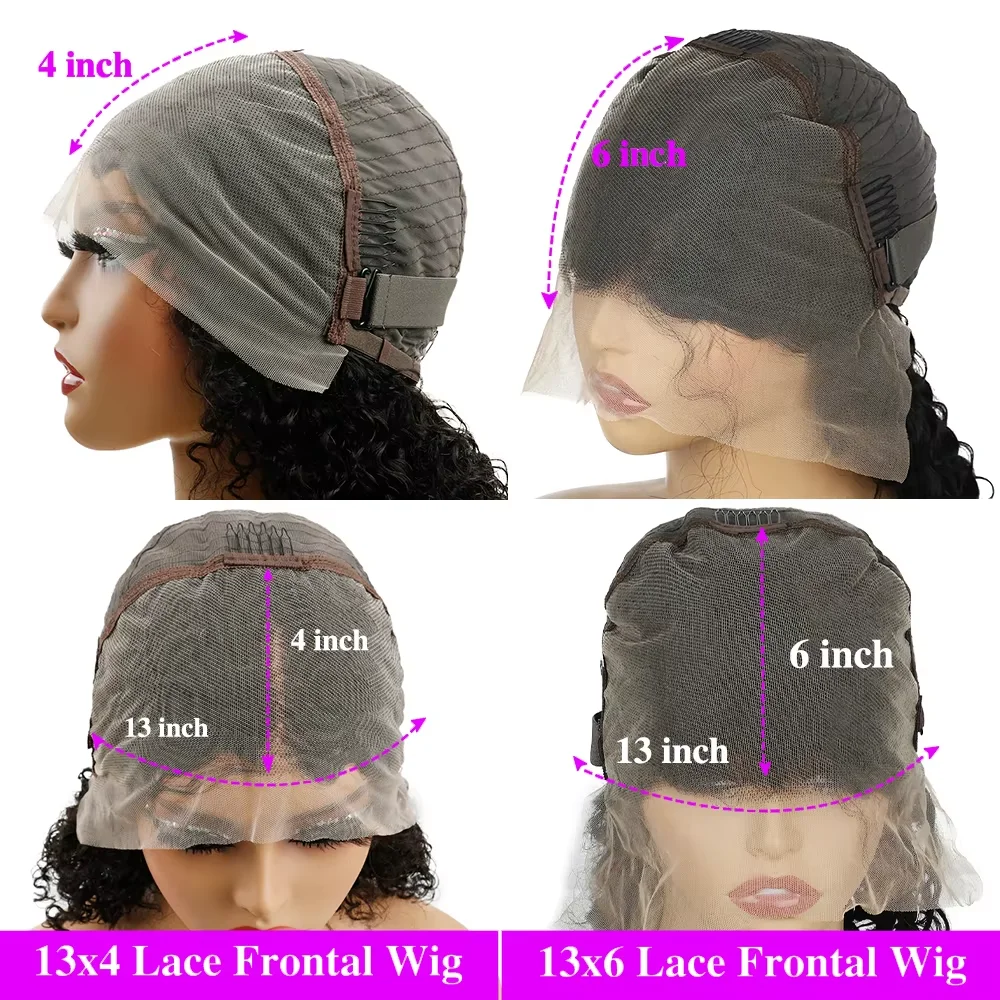 Wig Rambut Asli Burma Keriting HD 13x6 dengan Lace Frontal, Pre Plucked dengan Hairline Alami 220% Melt Skin Glueless Lace Front Wigs