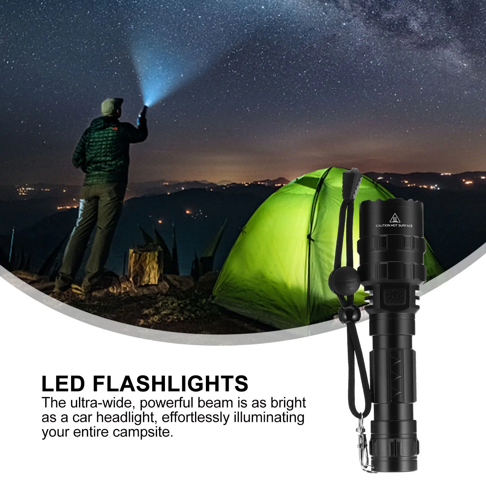 

USB Rechargeable LED Flashlight Bright Aluminum Alloy Body Camping Hiking Emergency Outdoor Use LED Flashlights