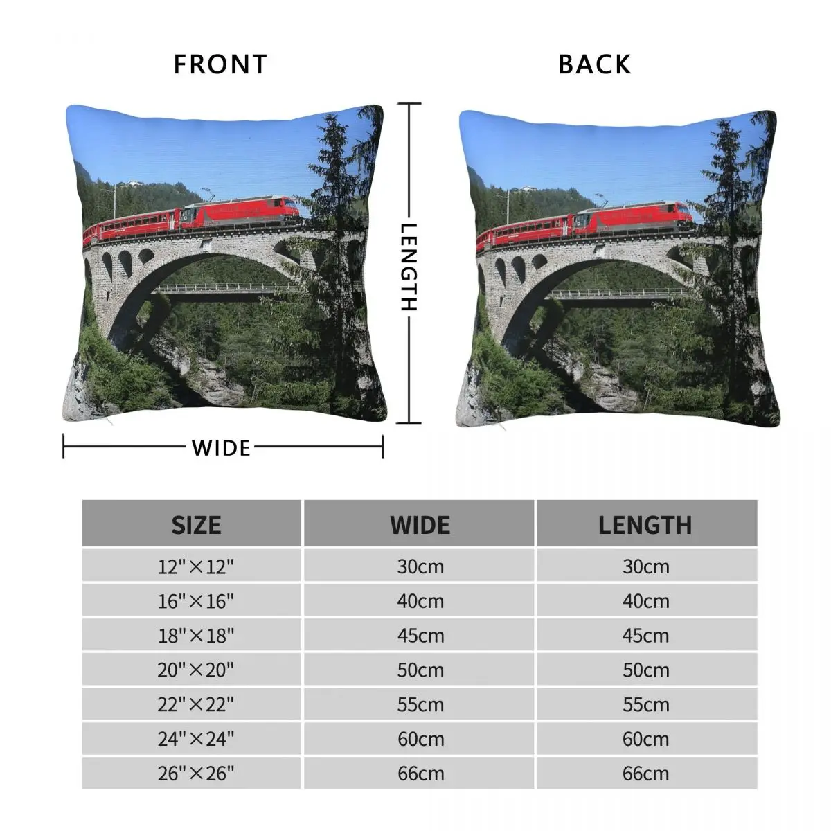 Glacier Express Switzerland Square Pillowcase Polyester Linen Velvet Pattern Zip Decorative Bed Cushion Cover 18