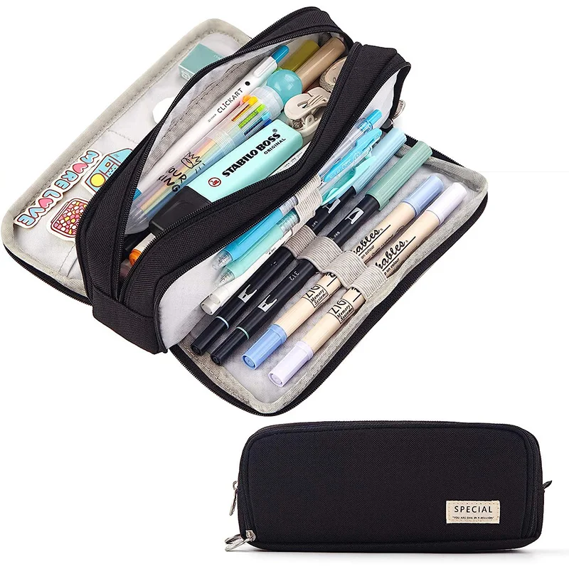 School Student Pencil Case Multi Layer Large Capacity Cosmetic Travel Storage Bag School Supplies Pouch Pen Bag for Men Women