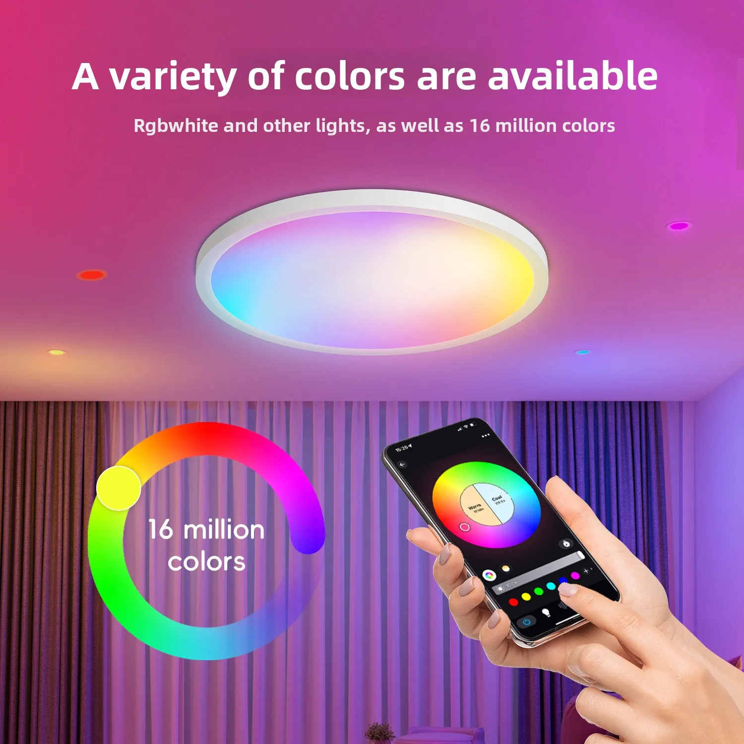 100-240V Smart LED Ceiling Light WiFi Dimmable Alexa Google Voice APP Control Round Lamp for Living Room Bedroom