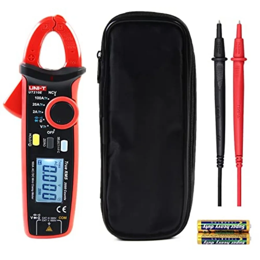 

Clamp Meter Multimeter Tester with Non-Contact Voltage Tester Amp Meter Clamp for 2A AC/DC LCD Display and Audible Buzzer UT210