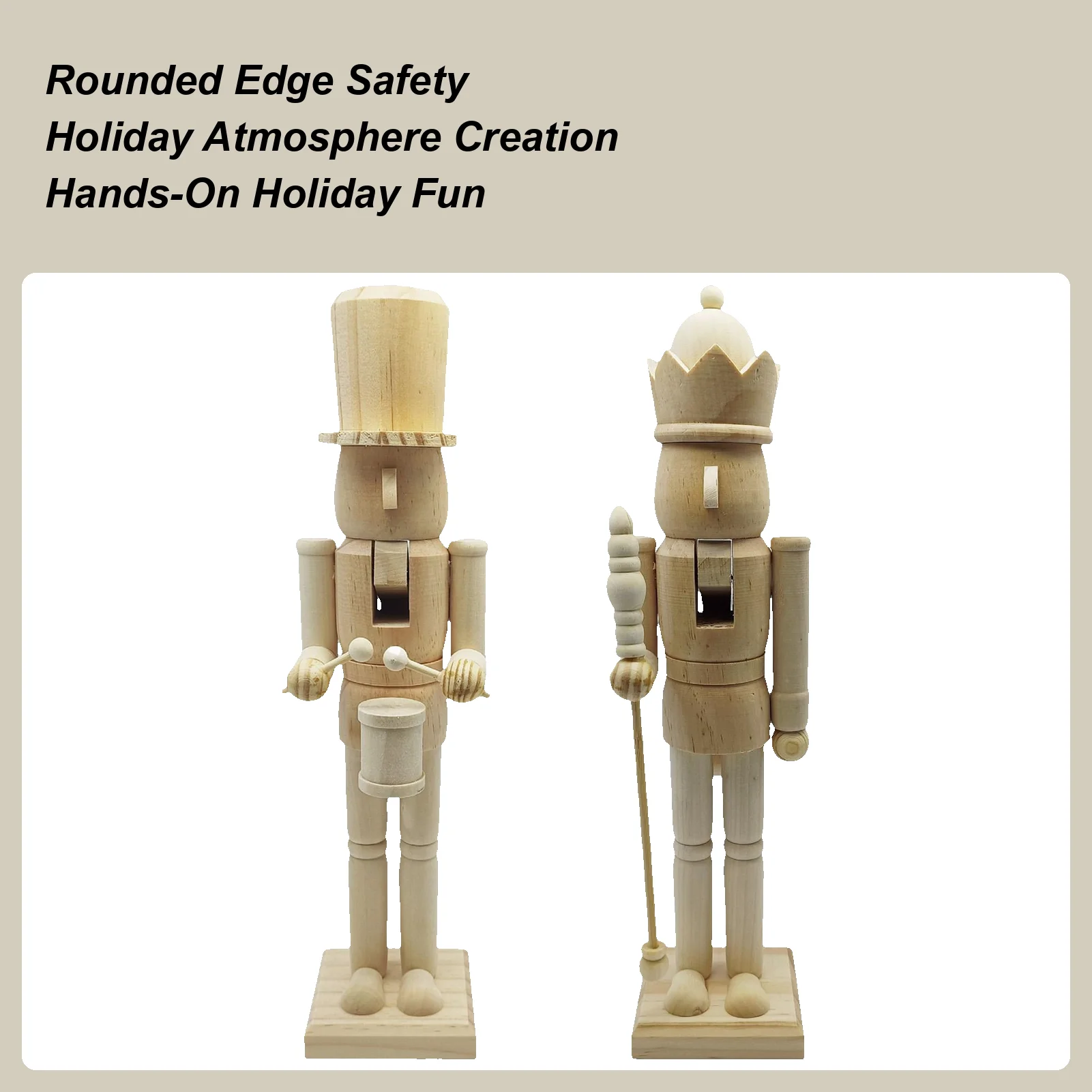 Nutcracker Christmas Decor 3D Carving Wooden Classic Figurine 38cm Christmas Wood Tabletop Nutcracker For Holiday Party Kitchen