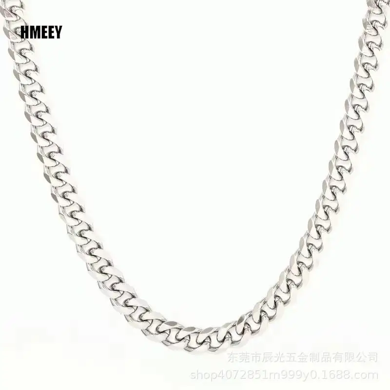 Cuban Chain Necklace for Men Women, Basic Punk Stainless Steel Curb Link Chain Chokers,Vintage Gold Color Solid Metal Colla