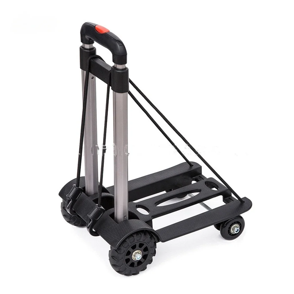 

Four-Wheel Aluminium Alloy Plastic Platform Shopping Trolley Wheeled Rolling Cart Bag with Folding Feature Tools Luggage