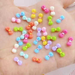 100Pcs Cute Colorful Mini Bow Nail Art Resin Designer Charms Rhinestones DIY Craft For Nail 3D Decorations Jewelry