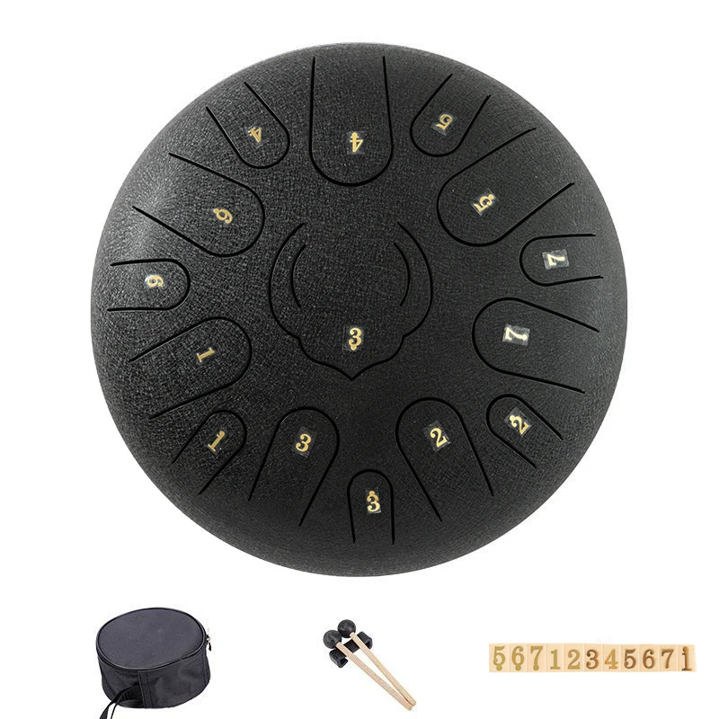 

Handmade Steel Tongue Drum 12 Inch 15 Notes D Major Scale With Bag and Mallets for Meditation and Relaxation