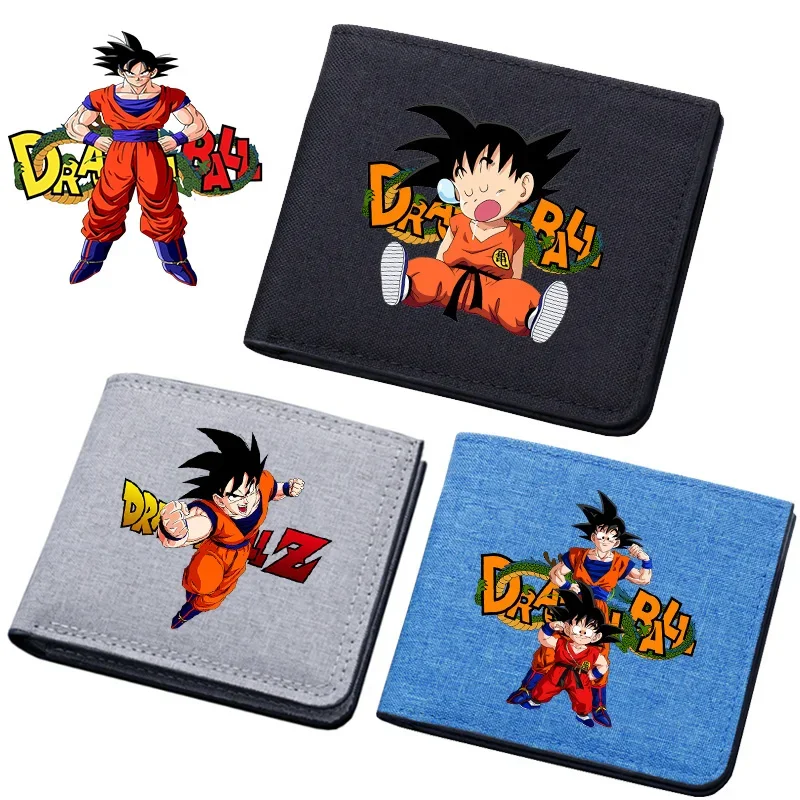 Dragon BallZ Super Wallets Anime Goku Short Folding Purse Cute Boy Canvas Card Holder Coin Case Kid Birthday Gifts