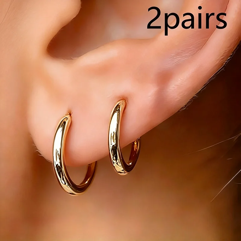 Gold/Silver Circle Earrings 2 Pack | Simple Elegance Versatile | Stainless Steel | Unisex | Exquisite Gifts