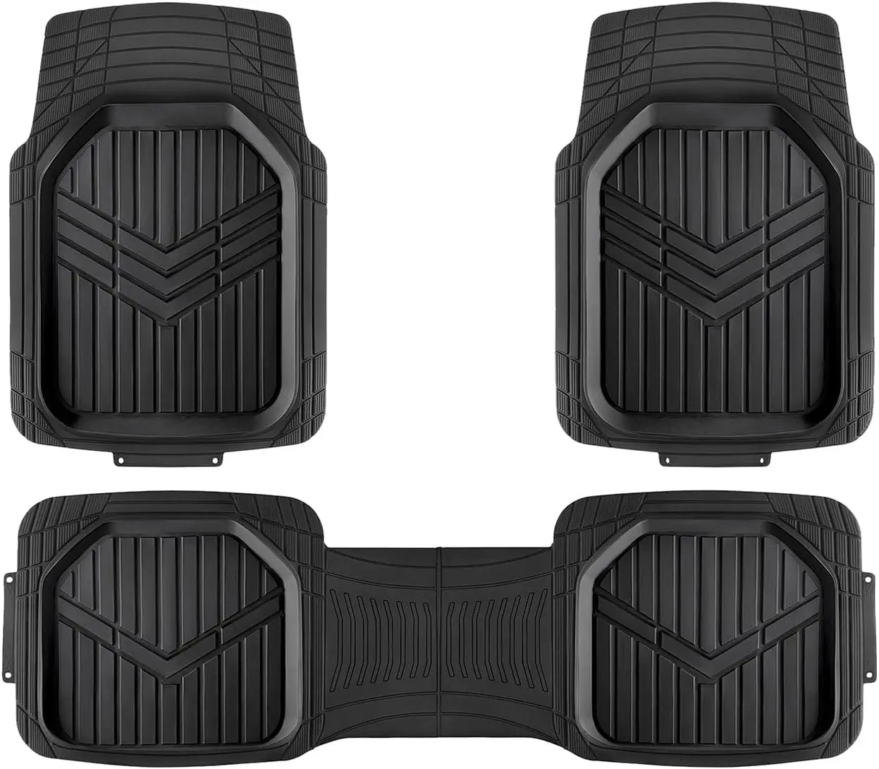 

3-Piece All-Weather Heavy Duty PVC Floor Mats for Cars, SUVs, Trucks - Black, Trim to Customize