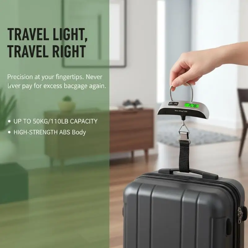 Handheld Hanging Luggage Scale Mini Portable Digital 50kg 110lb Weighing Tool for Travel Suitcase Baggage