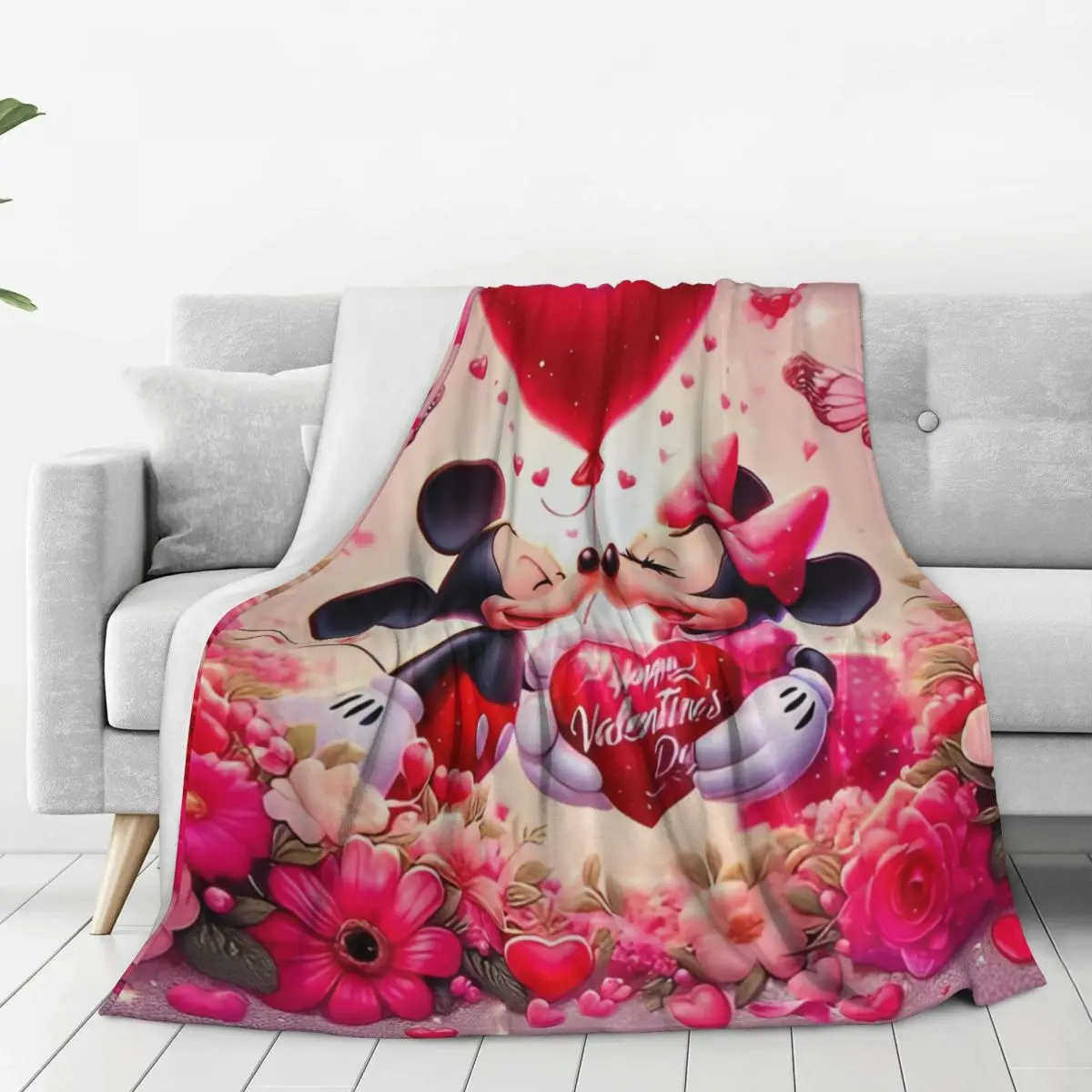 Animated Movie Mickey, Minnie Mouse Love Blankets Quality Warm Bedding Throws Winter Travel Couch Bed Fluffy Bedspread