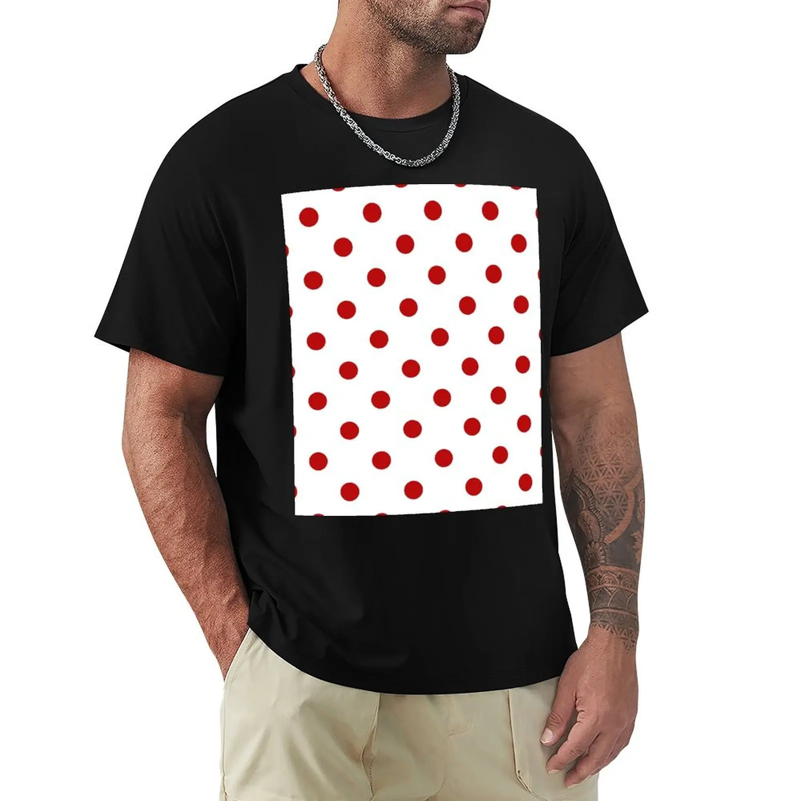 Red polka dot on white T-Shirt Plus Size Loose Fit T-Shirt