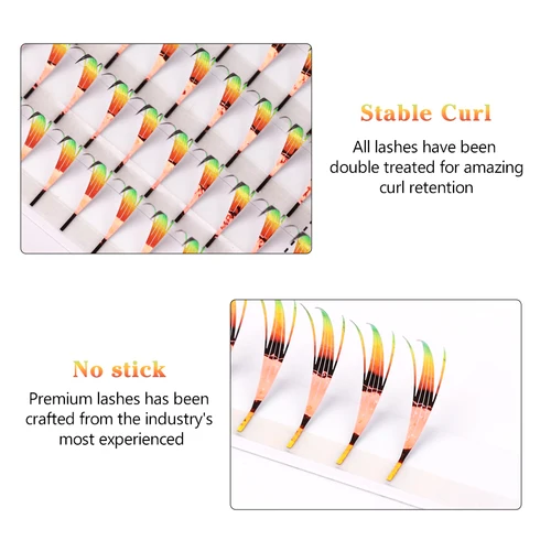 Imagen 2 del producto Oropel holográfico de Anime, pluma de pestañas, luz parpadeante, abanico prefabricado, extensión de pestañas, Color iridiscente, pestañas de hadas para Navidad