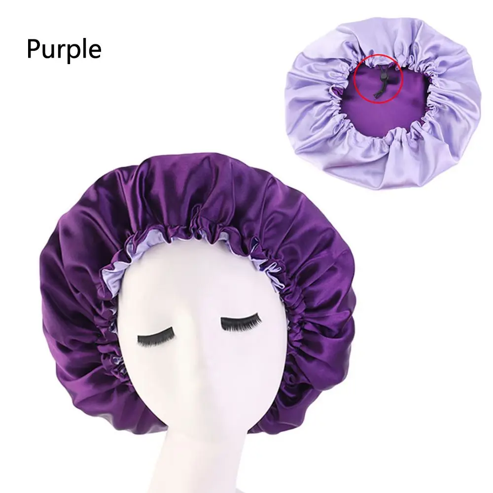 

Soft Hair Styling Accessories Double Layer Night Sleep Hat Satin Bonnet Head Wrap Hats Chemo Caps