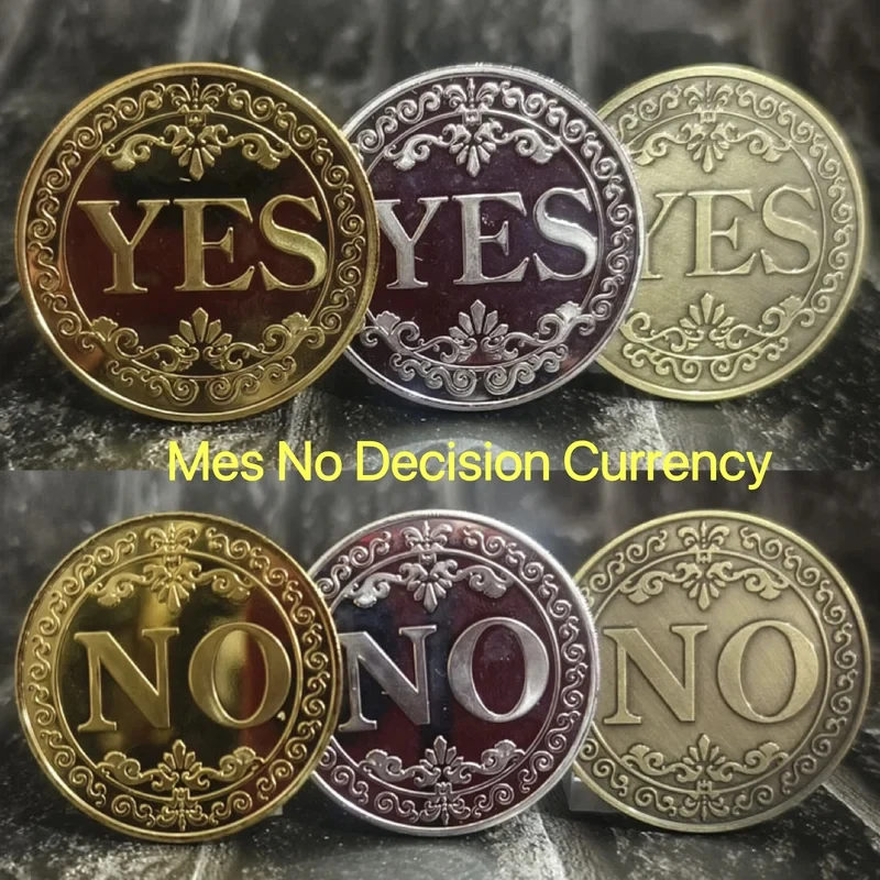 1/2/3pcs YES Or NO Decision Coin Three Colors Commemorative Badge Double Sided Embossed  Charm Diameter 2.5mm Make Decision Coin