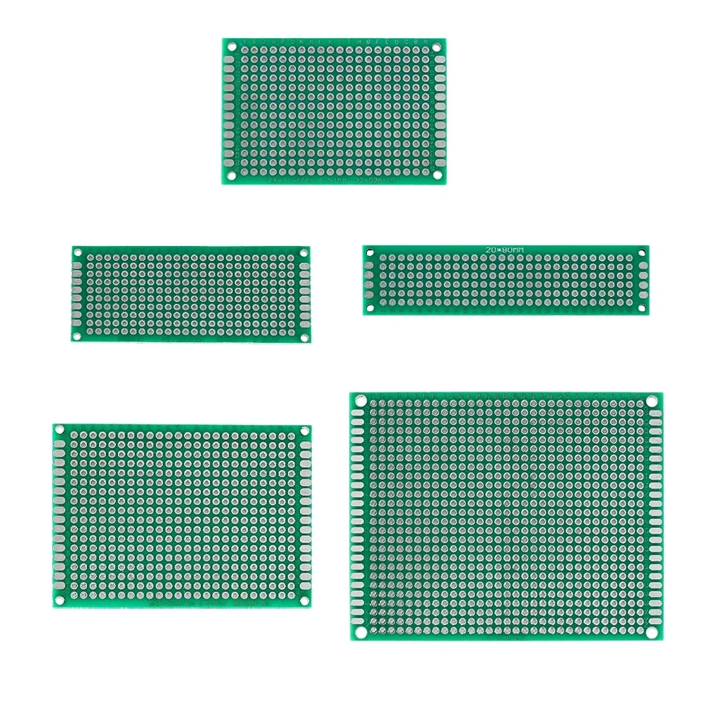 Dupla face PCB Board Set, Kit Protótipo, FR4 Impresso, Circuito Universal Perfboard, DIY, 2*8cm, 3*7cm, 4*6cm, 5*7cm, 7*9cm, 34 PCs/Lot