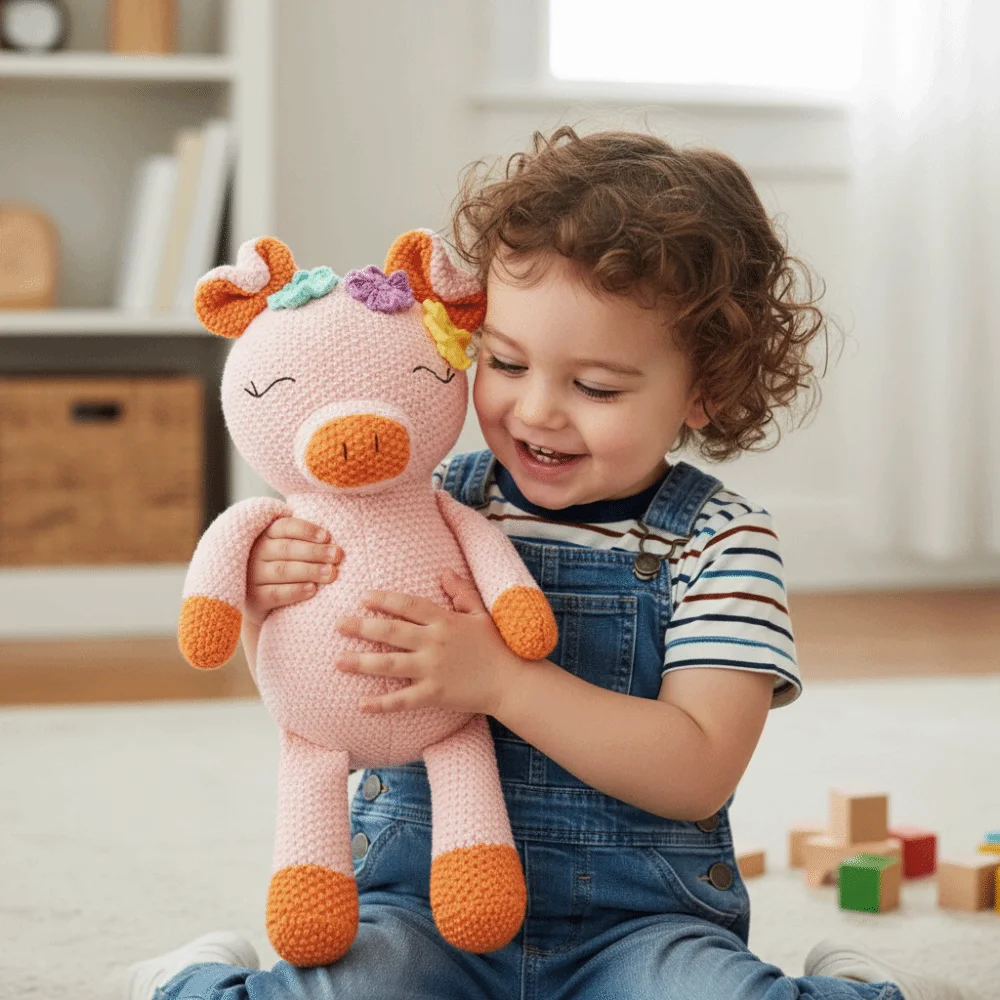

Cute Design Crocheted Wool Soothing Texture Children Gits Soft Stuffed Kawaii Style Educational Sleep-Aid